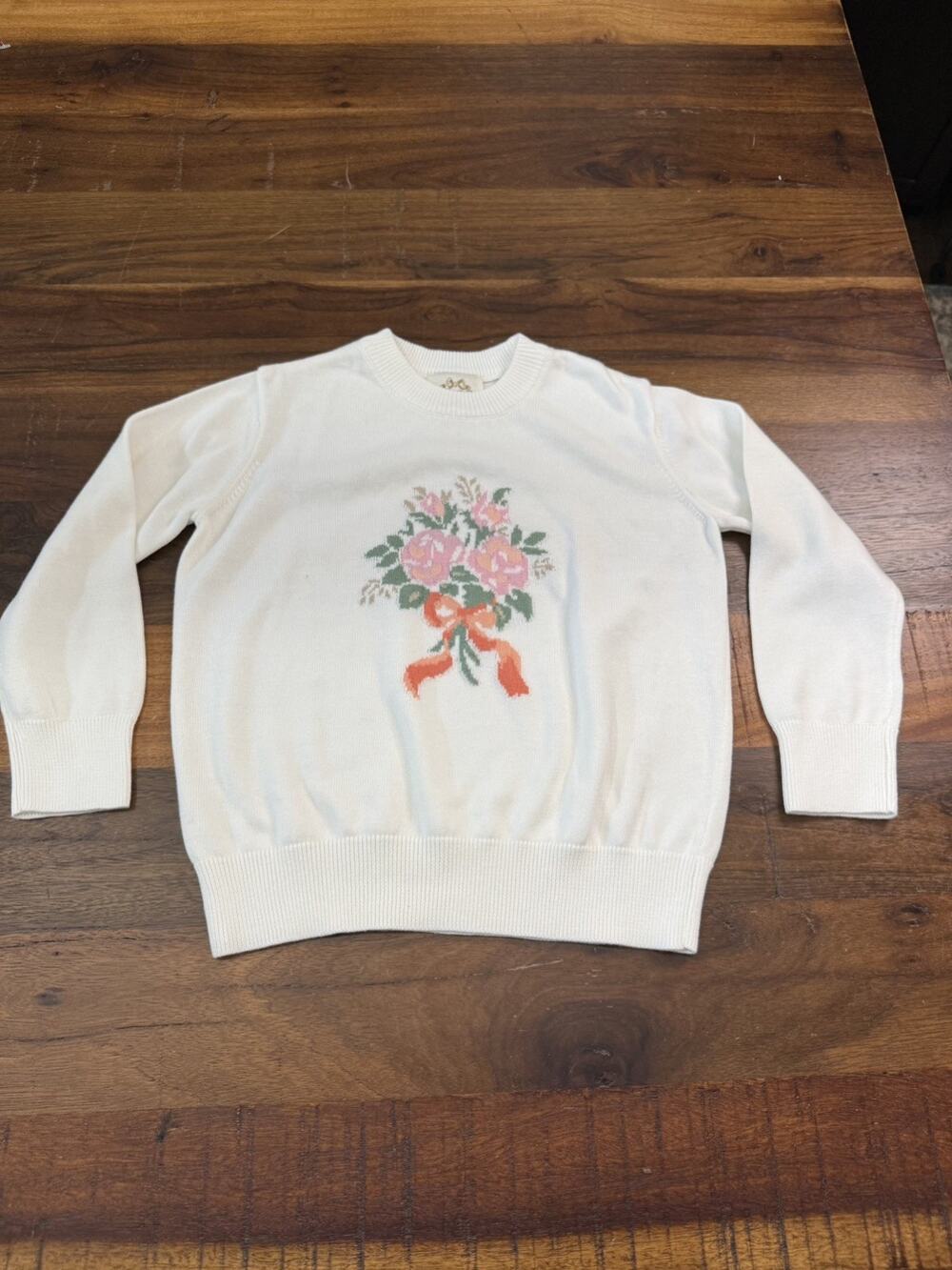 The Beaufort Bonnet Co Intarsia Sweater in Palmetto Pearl/Floral Bouquet Size 3T